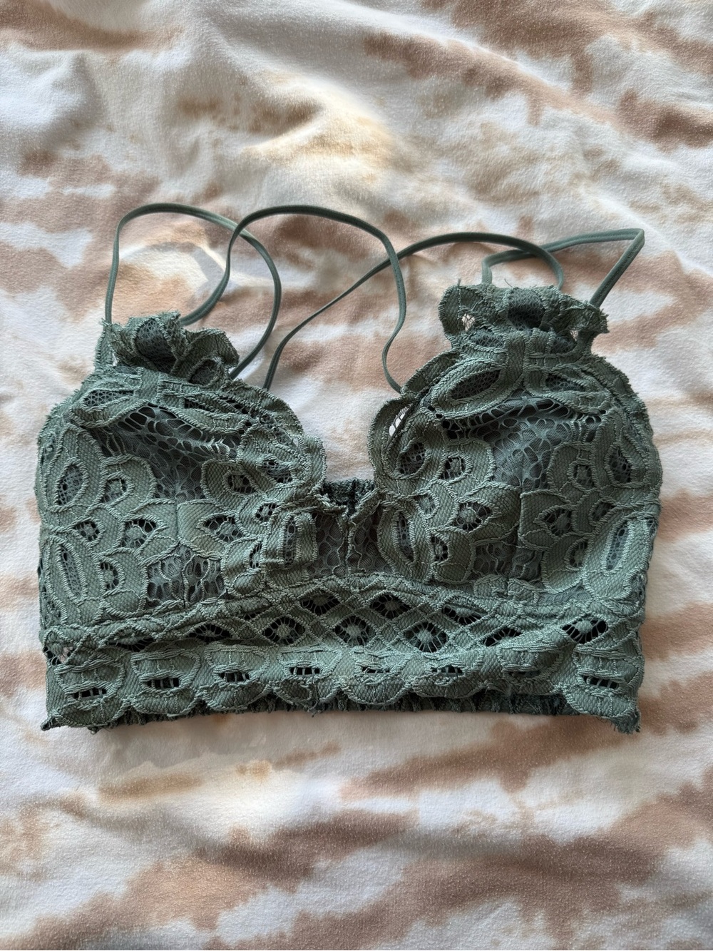 Lace Bralette in Olive Green - M